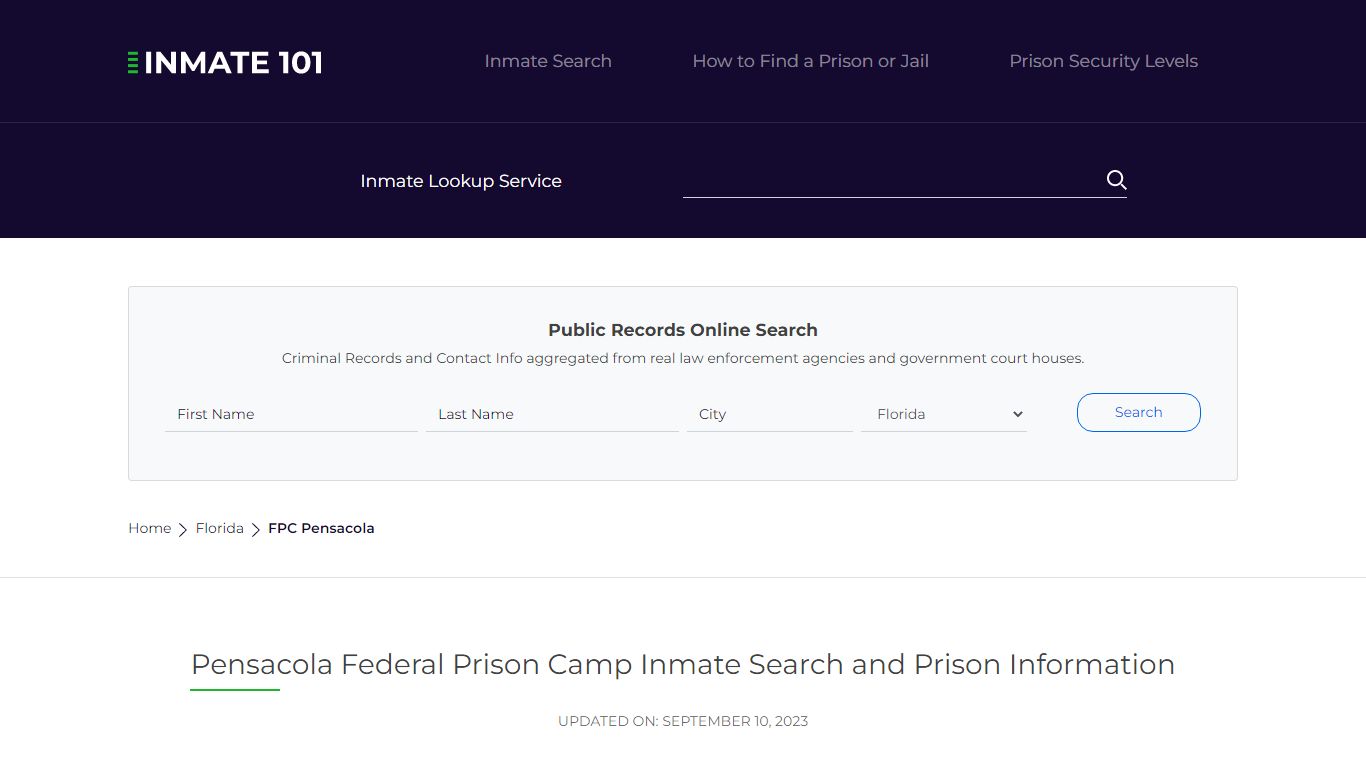 FPC Pensacola Inmate Search | Lookup | Roster